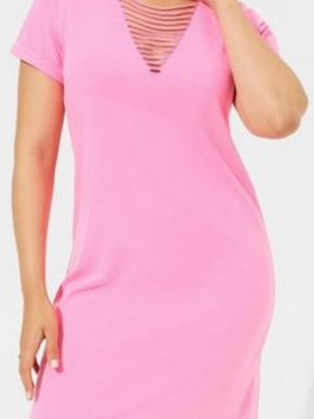 torrid Pink V-Neck Destructed Slashed Detail Tee Dress 0 L 12